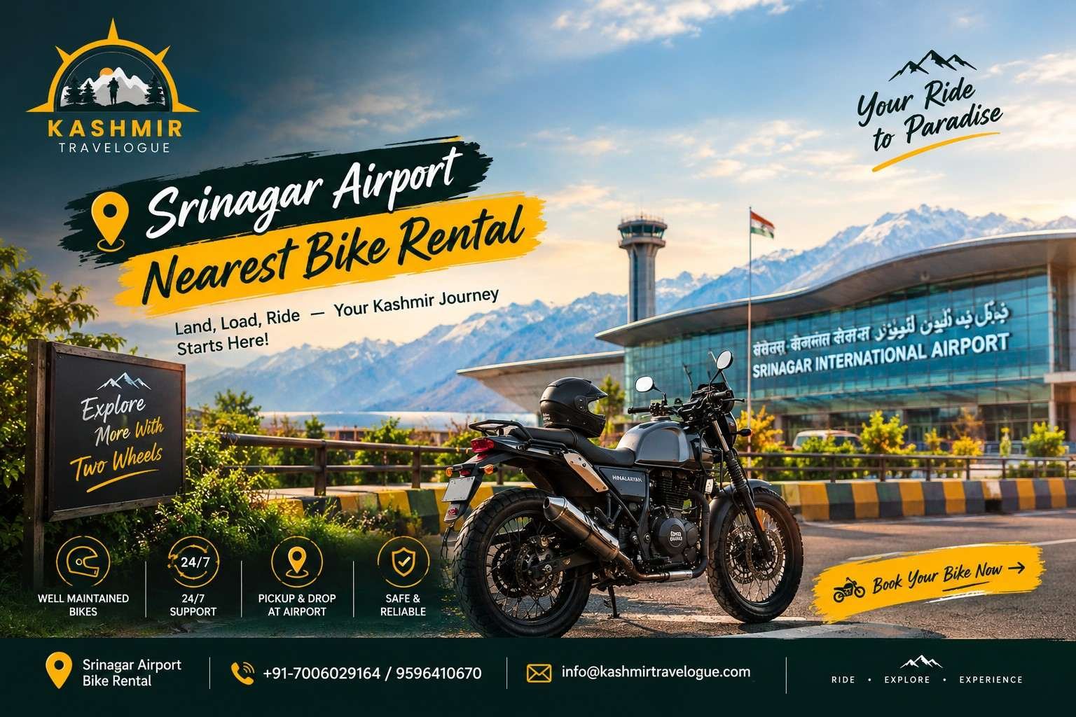 Bike Rental Near Srinagar Airport: Ride Off the Moment You Land